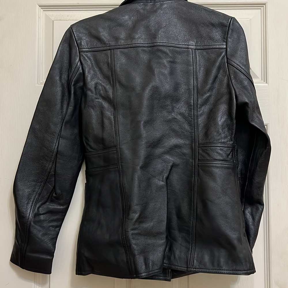Vintage Wilsons Leather blazer womens small black leather jacket - Picture 3 of 5